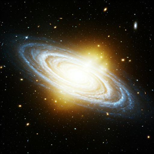 Deep space nebula with golden stardust and distant galaxies
